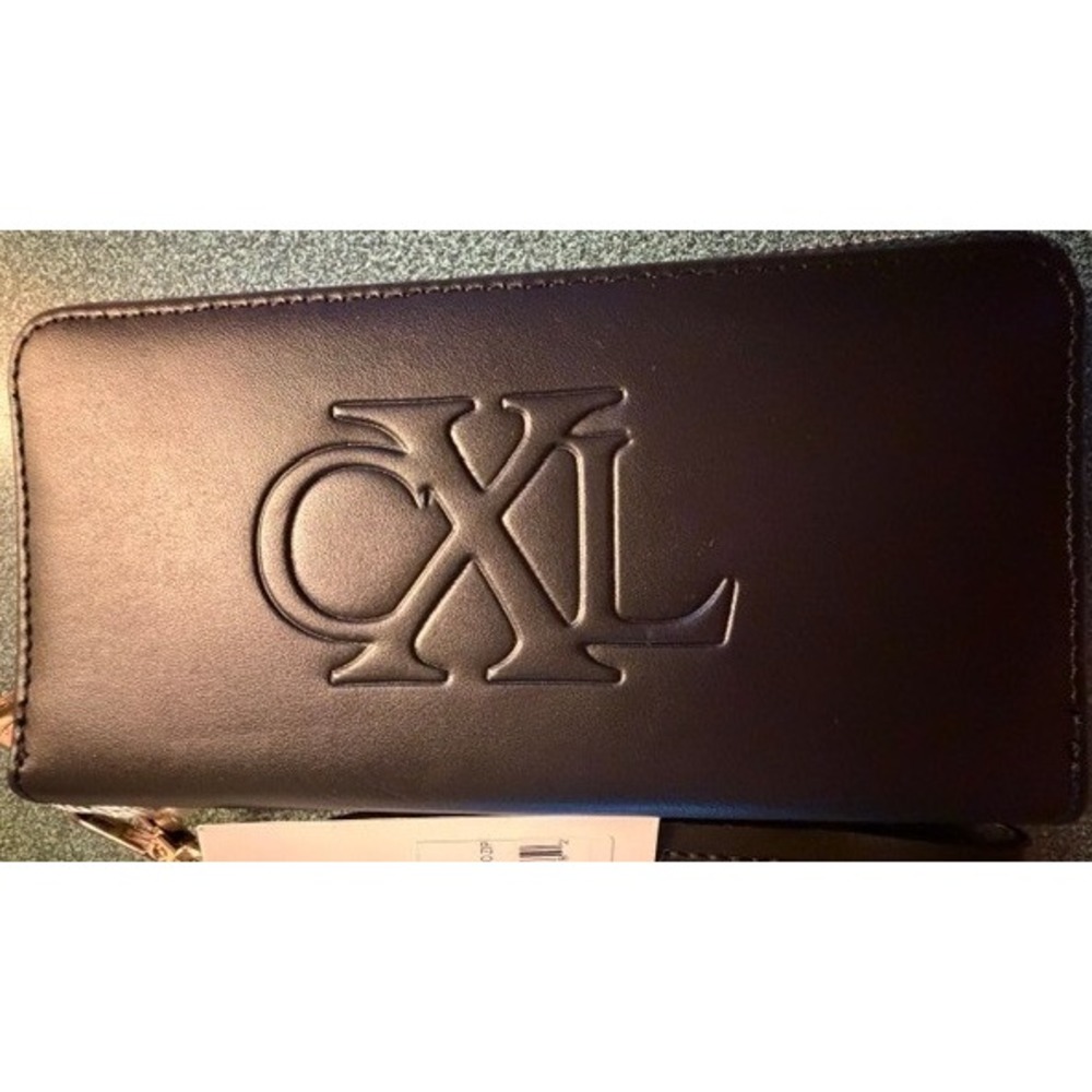 CXL by Christian Lacroix Black Embossed Logo Zip Around Wallet NEW